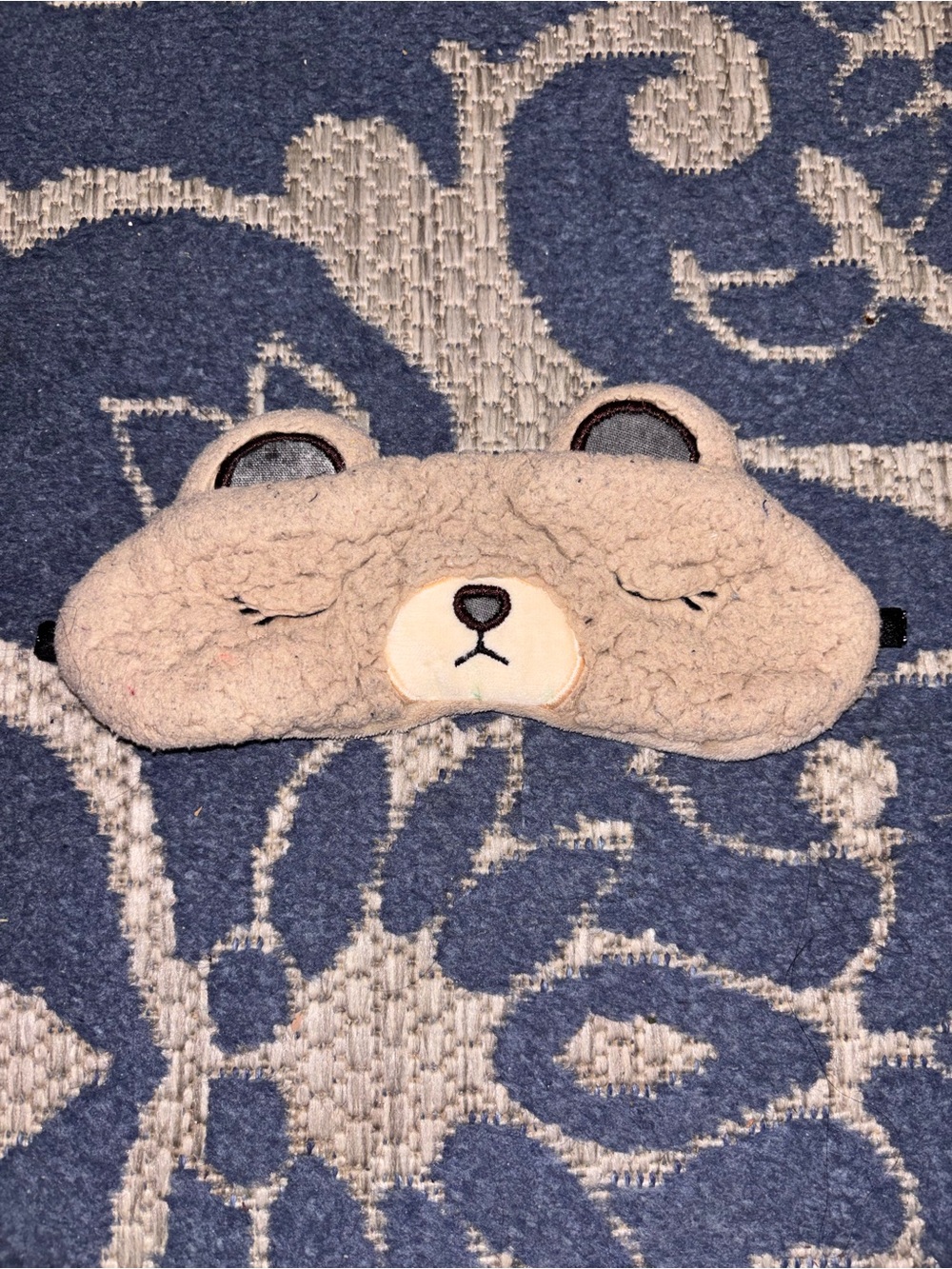 Plush Bear Sleep Mask in Light Beige - Kids Comfort Eye Mask